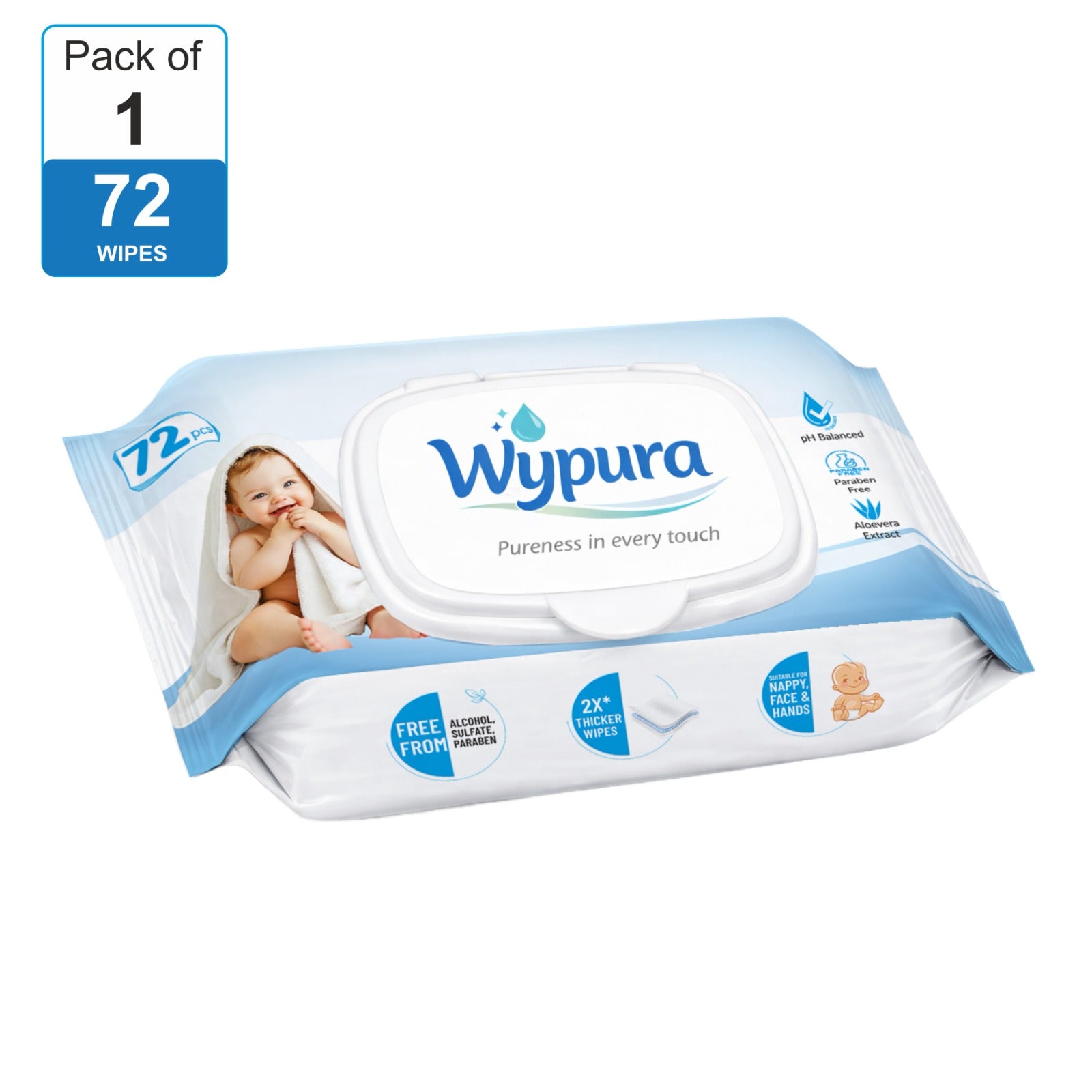 Wypura Ultra Soft Wipes – Clean, Care & Comfort in Every Swipe (pack of 1 with lid )