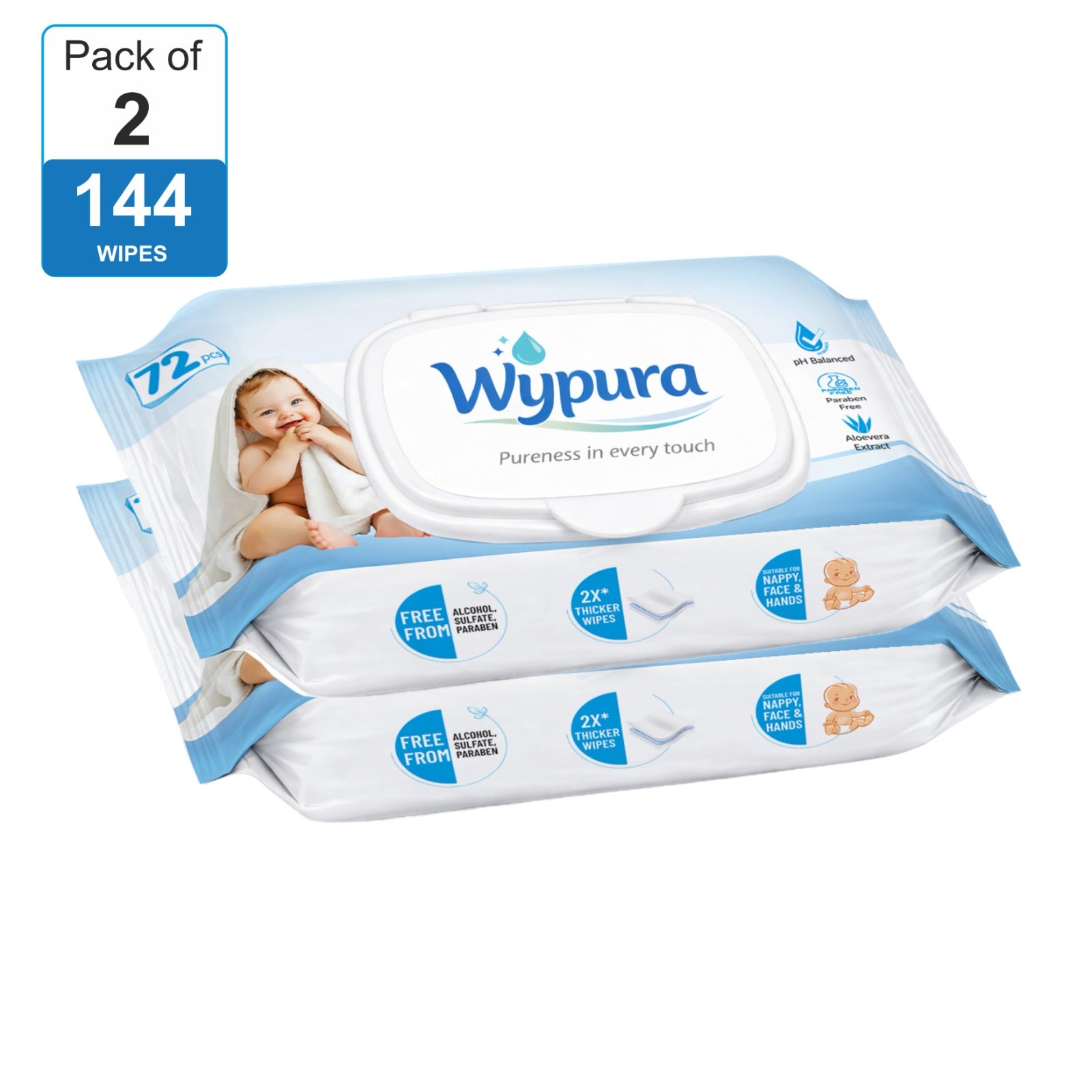 Wypura Ultra Soft Wipes – Clean, Care & Comfort in Every Swipe (pack of 2 with lid )
