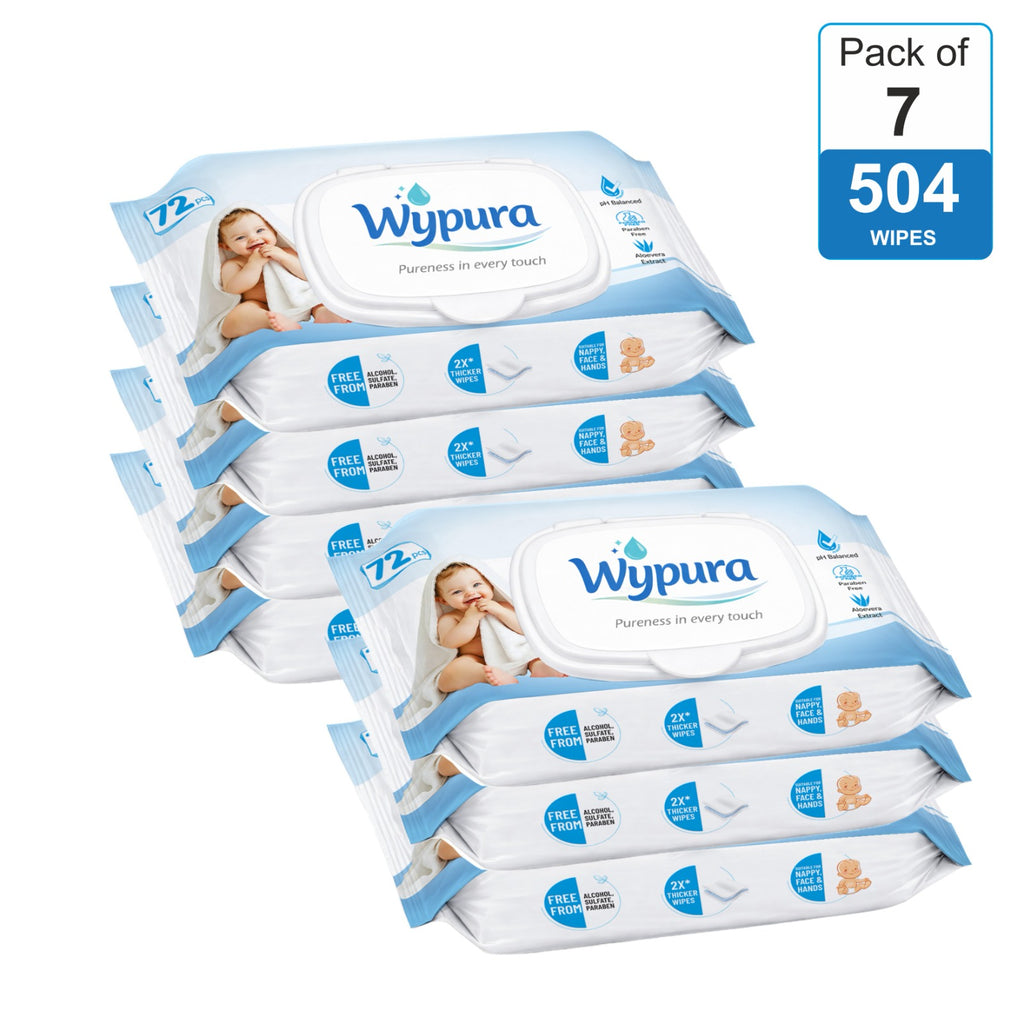 Wypura Ultra Soft Wipes – Clean, Care & Comfort in Every Swipe (pack of 7 with lid )