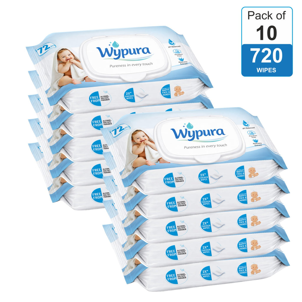 Wypura Ultra Soft Wipes – Clean, Care & Comfort in Every Swipe (pack of 10 with lid )