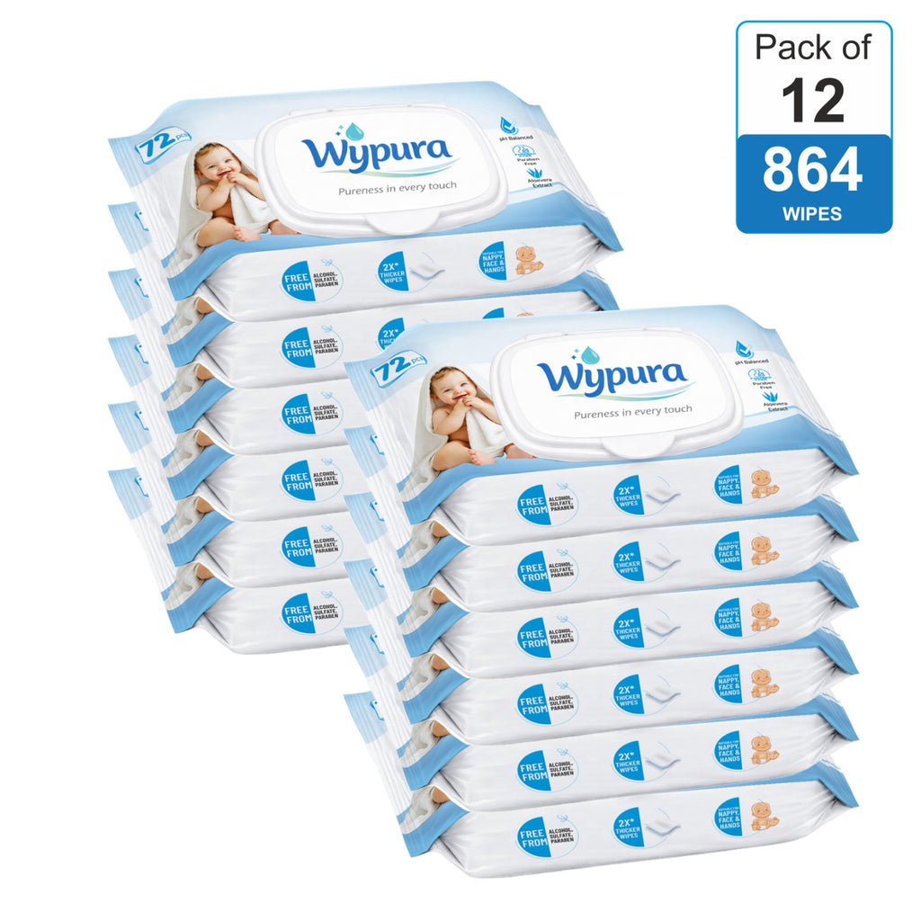 Wypura Ultra Soft Wipes – Clean, Care & Comfort in Every Swipe (pack of 12 with lid )