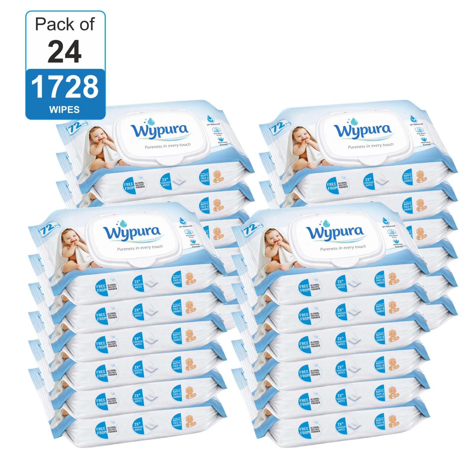 Wypura Ultra Soft Wipes – Clean, Care & Comfort in Every Swipe (pack of 24 with lid )