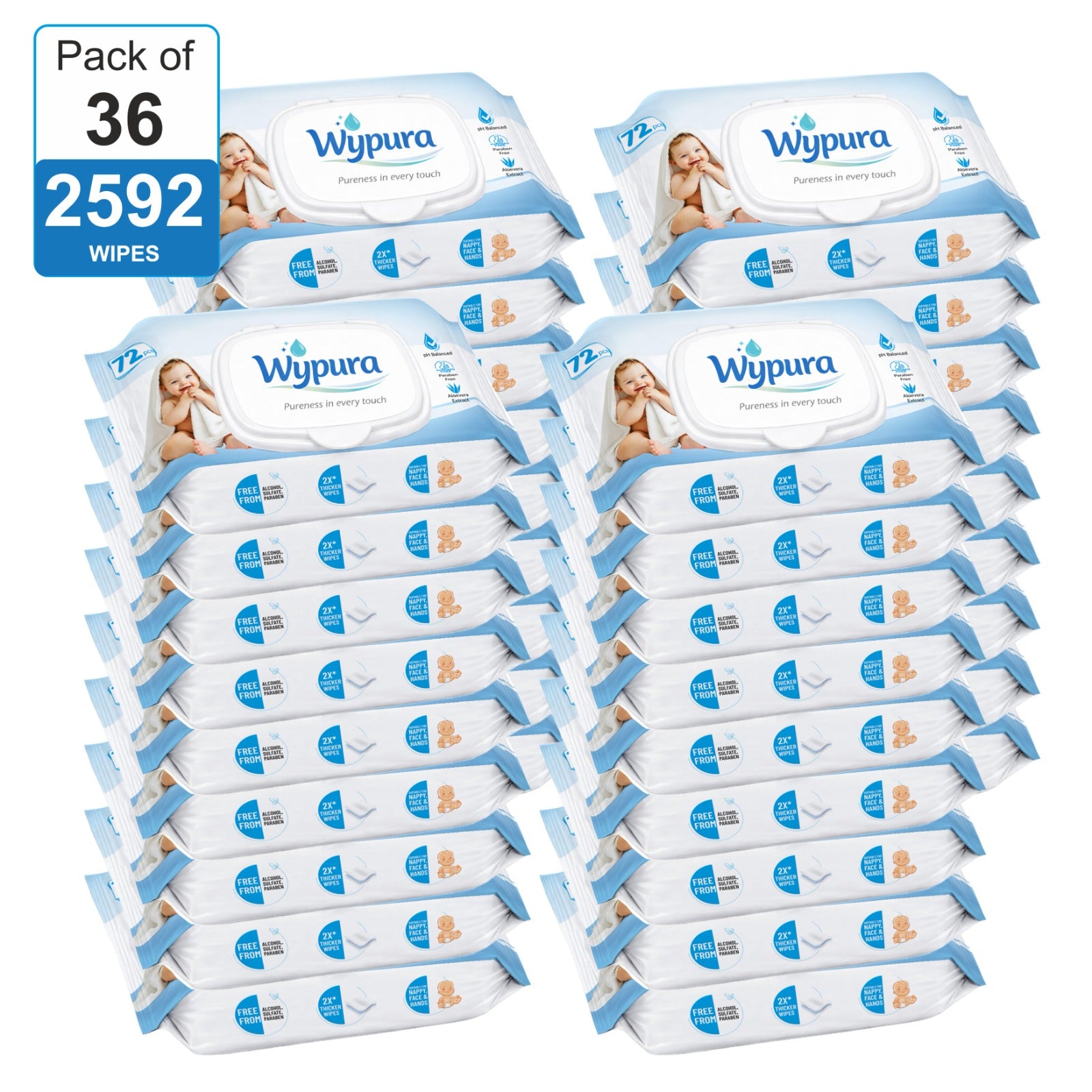 Wypura Ultra Soft Wipes – Clean, Care & Comfort in Every Swipe (pack of 36 with lid )