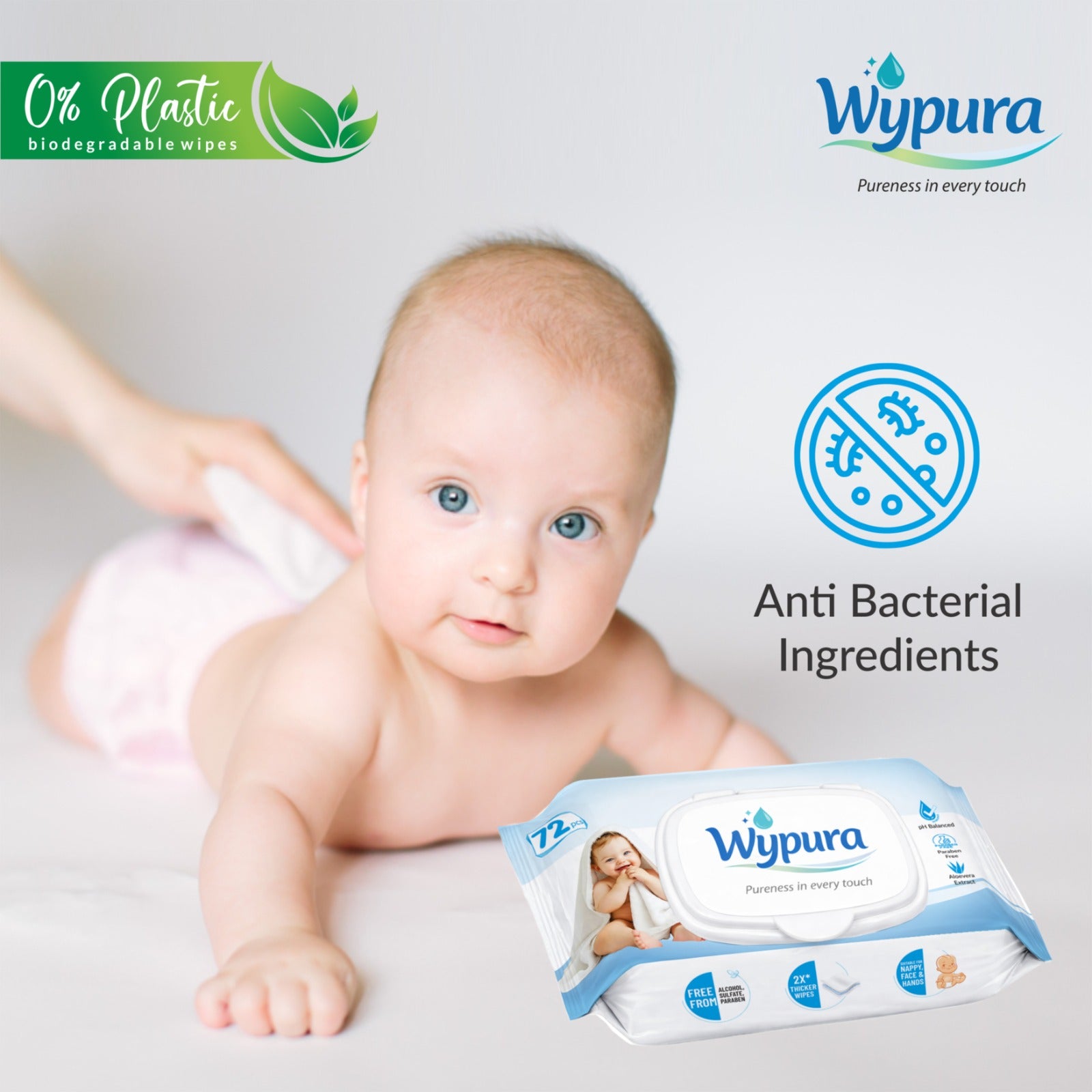 Wypura Ultra Soft Wipes – Clean, Care & Comfort in Every Swipe (pack of 9 with lid )