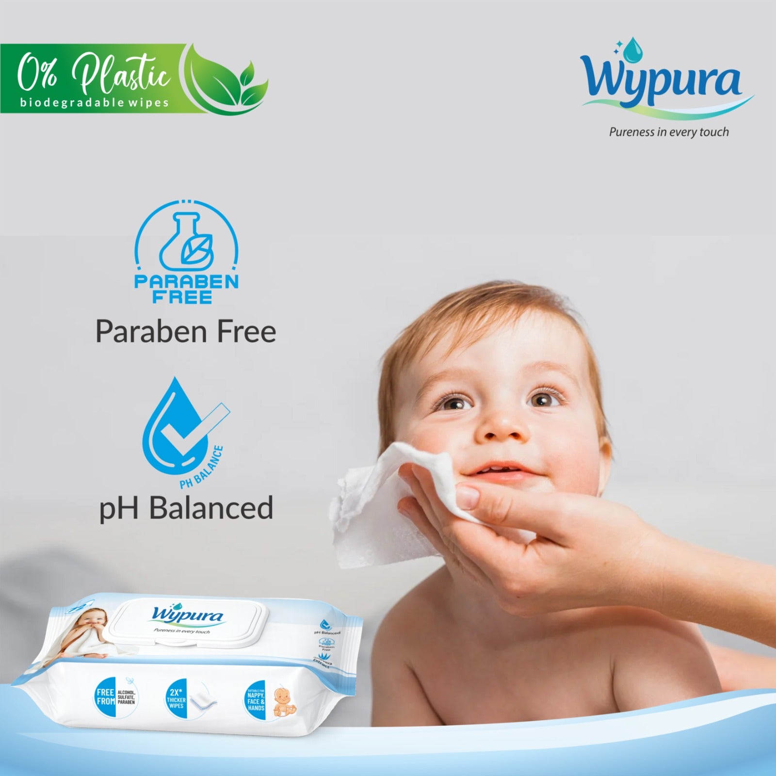Wypura Ultra Soft Wipes – Clean, Care & Comfort in Every Swipe (pack of 9 with lid )